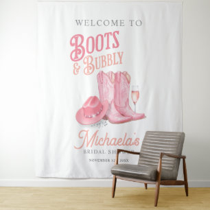 Laarzen & Bubbels Westerse Cowgirl Roze Bruidsdouc Wandkleed