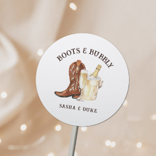 Laarzen & Bubbly Rustieke Westerne bruiloft Ronde Sticker