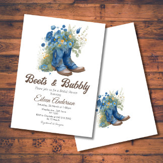 Laarzen & Bubbly Western Cowgirl Blauw Vrijgezelle Kaart