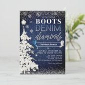 Laarzen Denim Diamonds Blauwe Kerst Kerst Feest Kaart (Staand voorkant)