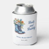 Laarzen en Bruisend Blauwe Westerse Bruidsdouche  Blikjeskoeler (Blikje Voorkant)