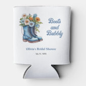 Laarzen en Bruisend Blauwe Westerse Bruidsdouche  Blikjeskoeler (Voorkant)