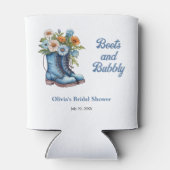 Laarzen en Bruisend Blauwe Westerse Bruidsdouche  Blikjeskoeler (Achterkant)