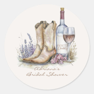 Laarzen en Bruisend Bloem Bruidsdouche Ronde Sticker