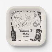 Laarzen en Bruisend Champagne Westerse Bruiloftfee Papieren Bordje (Voorkant)