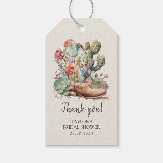 Laarzen en Bruisende Westerse Bruidsfeest Cadeaulabel (Voorkant)