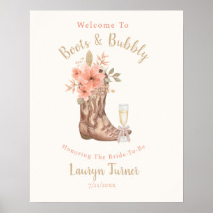 Laarzen en Bubbelende Cowgirl Landelijke Bruidsdou Poster