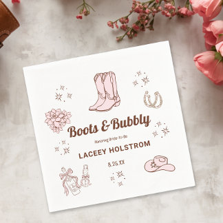 Laarzen En Bubbelige Cowgirl Bruiloftsfeest Servet