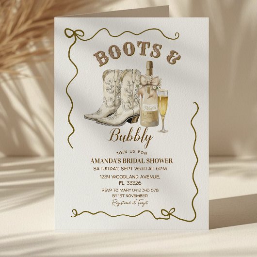 Laarzen en bubbels bruidsuitnodiging,  kaart