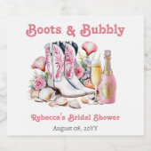 Laarzen en bubbels Kust Cowgirl Bruidsfeestje Sparkling Wijnetiket (Enkel label)