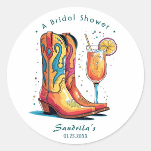 Laarzen en bubbels Westers handgetekend Ronde Sticker