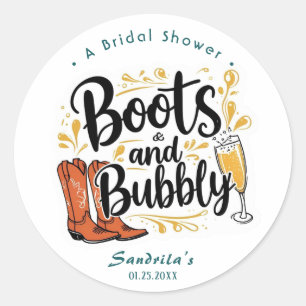 Laarzen en bubbels Westers Handgetekend Ronde Sticker