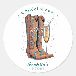 Laarzen en bubbels Westers Handgetekend Ronde Sticker