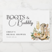 Laarzen en bubbels Westerse Bruidsborrel Sparkling Wijnetiket (Enkel label)