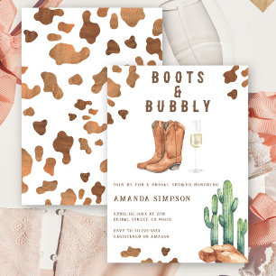 Laarzen en bubbels Westerse Rodeo Bruidsdouche Kaart