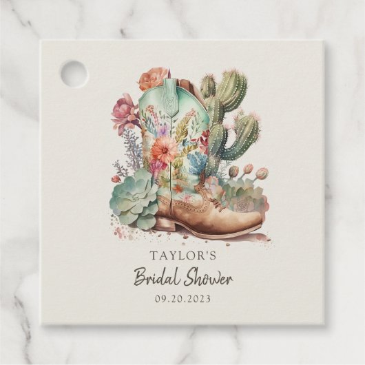 Laarzen en Bubble Western Vrijgezellenfeest Bedankjes Labels (Voorkant)