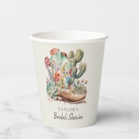 Laarzen en Bubble Western Vrijgezellenfeest Papieren Bekers (Voorkant)