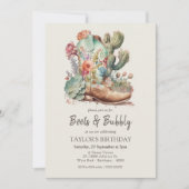 Laarzen en Bubble Westerne Verjaardagsuitnodiging Kaart (Voorkant)