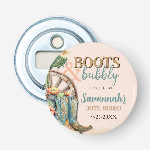 Laarzen en Bubbly Blush Roze Bloemen Cactus Verjaa Button Flesopener