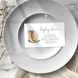 Laarzen en Bubbly Bruids Display Douche Informatiekaartje