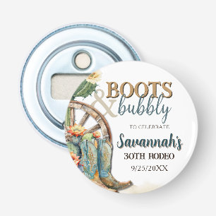 Laarzen en Bubbly Country Cowgirl Cactus verjaarda Button Flesopener