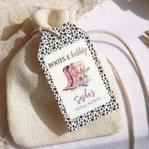 Laarzen en Bubbly Elegant Roze Vrijgezellenfeest Cadeaulabel