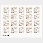 Laarzen en Bubbly Western land Dank u Vierkante Sticker (Vel)