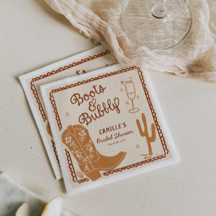 Laarzen en Bubbly Whimsical Hand getrokken Servet