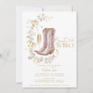 Laarzen en Bubbly Wildflower Vrijgezellenfeest Kaart