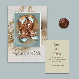 Laarzen en gedroogde bloemen  save the date