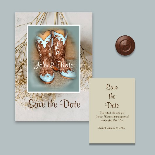 Laarzen en gedroogde bloemen  save the date