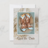 Laarzen en gedroogde bloemen  save the date (Voorkant)