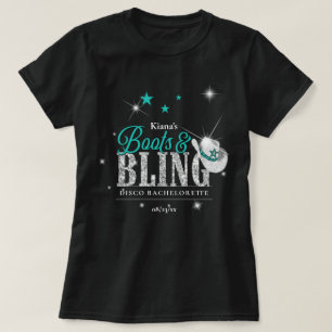Laarzen 'n Bling Disco Bachelorette Turquoise Zwar T-shirt