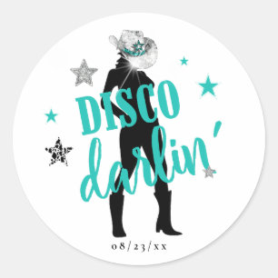 Laarzen 'n Bling Disco Darlin' Teal ID925  Ronde Sticker