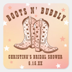 Laarzen N' Bruisende Cowboylaarzen Bruiloft Feest Vierkante Sticker