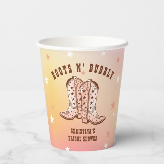 Laarzen N' Bubbelige Cowboylaarzen Bruiloft Bruids Papieren Bekers (Achterkant)