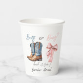 Laarzen of Bows Blauw Roze Geslacht Onthulling Par Papieren Bekers (Achterkant)