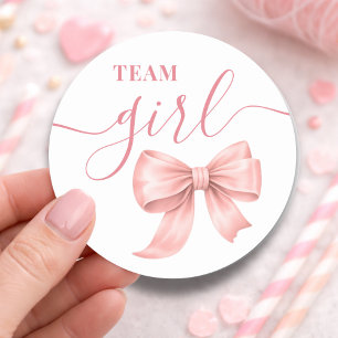 Laarzen of Strikken Geslacht Onthulling Roze Strik Ronde Sticker