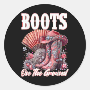 Laarzen op de grond Boot Cowboy Western Cowgirl Me Ronde Sticker