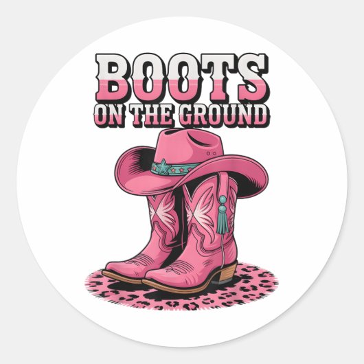 Laarzen op de grond Country Cowboy Western Cowgirl Ronde Sticker (Voorkant)