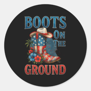 Laarzen op de grond Cowgirl 4th of July All Americ Ronde Sticker