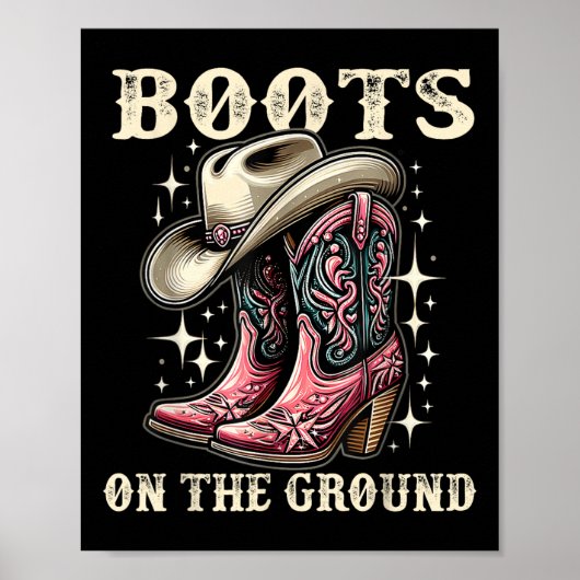 Laarzen op de grond, Cowgirl Linedance, Boot Cowbo Poster (Voorkant)