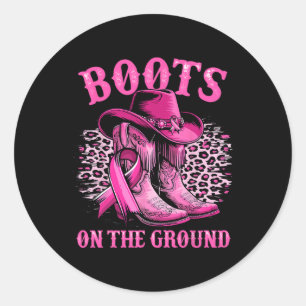 Laarzen op de grond Cowgirl Westerne borstkanker Ronde Sticker