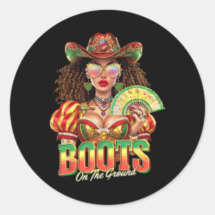 Laarzen op de grond Juneteenth Black Cowgirl West Ronde Sticker