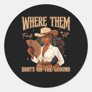 Laarzen Op De Grond Laars Cowboy Westerse Cowgirl Ronde Sticker