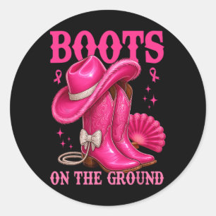 Laarzen op de grond Roze Cowgirl Borstkanker West Ronde Sticker