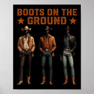Laarzen Op De Grond Western Rodeo Zwarte Cowboys S Poster