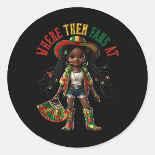Laarzen op de grond zwart meisje cowgirl waar ze ronde sticker