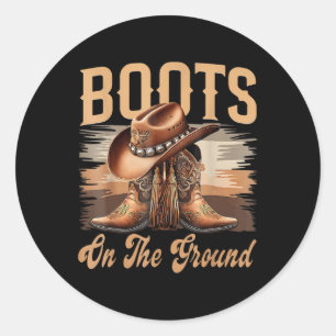 Laarzen op de grond Zwarte Cowgirl Melanine Vrouwe Ronde Sticker