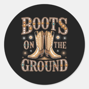 Laarzen op de grond Zwarte Cowgirl Western waar Th Ronde Sticker